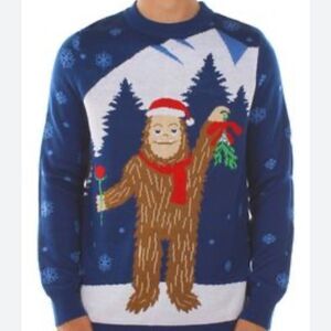 Tipsy Elves Sasquatch Mistletoe Ugly Christmas Sweater --‎ L